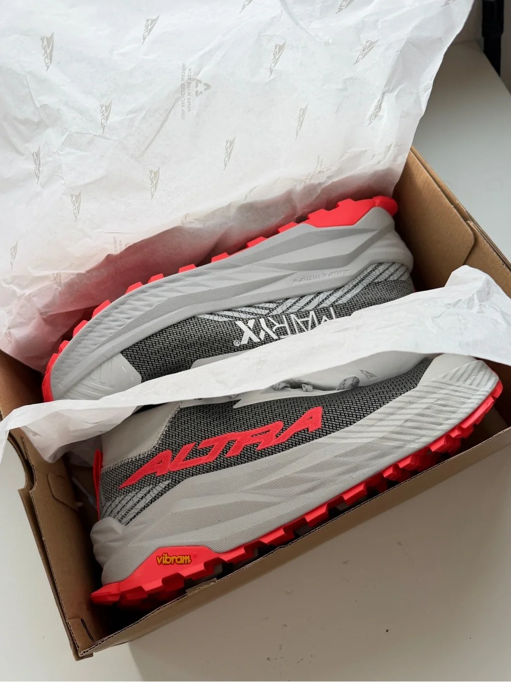 Altra Men's Gray and Coral Trail Running Shoes Olympus 275